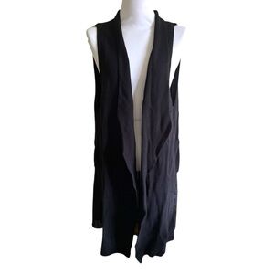 Antthony Black Sleeveless Open Front Buttonless Knitted Chiffon Vest size 2X
